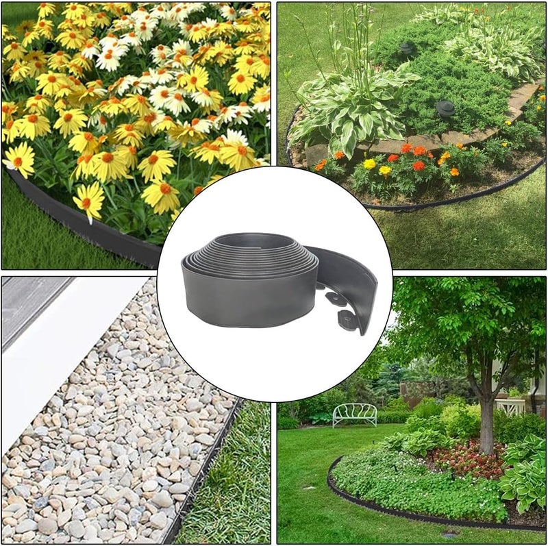 maebeacae 33FT Landscape Edging, 4 in Tall Garden Edging Borders with 30 Spikes,Flexible Lawn Edging Kit Plastic Mini Fence Borders for Grass Flower Beds, Pavement,Yard -Grey - Image 5